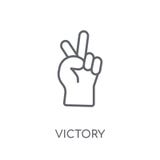 Overwinnings lineair pictogram Modern het embleemconcept van de overzichtsoverwinning op whit vector illustratie Overwinnings lineair pictogram Modern het embleemconcept van de overzichtsoverwinning op whit vector illustratie