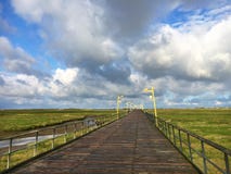 Overzees-brug St peter-Ording stock afbeelding Overzees-brug St peter-Ording stock afbeelding