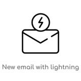 overzicht nieuwe e-mail met bliksem vectorpictogram r vector illustratie overzicht nieuwe e-mail met bliksem vectorpictogram r vector illustratie