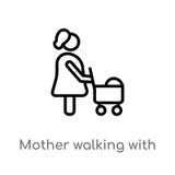 overzichtsmoeder die met het vectorpictogram van de babywandelwagen loopt de geïsoleerde zwarte eenvoudige illustratie van het li royalty-vrije illustratie overzichtsmoeder die met het vectorpictogram van de babywandelwagen loopt de geïsoleerde zwarte eenvoudige illustratie van het li royalty-vrije illustratie