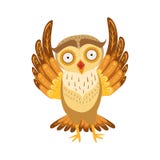 Owl Cute Cartoon Character Emoji spaventato con Forest Bird Showing Human Emotions e comportamento illustrazione vettoriale Owl Cute Cartoon Character Emoji spaventato con Forest Bird Showing Human Emotions e comportamento illustrazione vettoriale