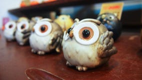 Brown color Owls Decorative Porcelain Souvenirs royalty free stock image Brown color Owls Decorative Porcelain Souvenirs royalty free stock image