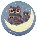 Owl On The Crescent Moon Royalty Free Stock Photo