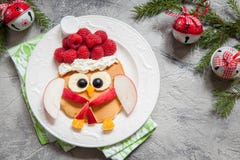 Owl Pancake For Christmas Breakfast Stock Photography