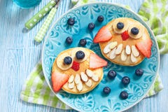 Owl Pancakes For Kids Breakfast Royalty Free Stock Images