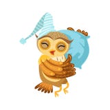 Owl Sleeping Cute Cartoon Character Emoji avec Forest Bird Showing Human Emotions et le comportement illustration libre de droits Owl Sleeping Cute Cartoon Character Emoji avec Forest Bird Showing Human Emotions et le comportement illustration libre de droits