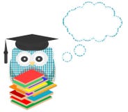 Owl Teacher And Books With Vector Speech Bubble Royalty Free Stock Image