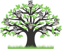 Owls in a tree vector illustration Owls in a tree vector illustration