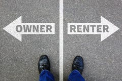 Owner renter rent own ownership rental purchase real estate house apartment concept