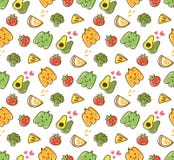 Owoc i warzywo kawaii bezszwowy wzór ilustracja wektor Owoc i warzywo kawaii bezszwowy wzór ilustracja wektor