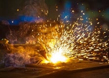 Free Oxy-Cutting In A Steel Fabrication Workshop Stock Photography - 20240452
