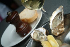 Oysters With Wine Stock Images Oysters With Wine Stock Images