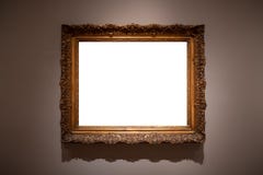 Ozdobnego obrazek ramy galerii sztuki Muzealnego eksponata ścinku Pusta Biała Odosobniona ścieżka robić drewno zdjęcia stock Ozdobnego obrazek ramy galerii sztuki Muzealnego eksponata ścinku Pusta Biała Odosobniona ścieżka robić drewno zdjęcia stock