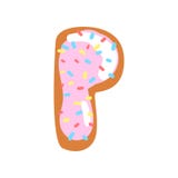 P letter in the shape of sweet glazed cookie, bakery edible font of English alphabet vector Illustration on a white vector illustration P letter in the shape of sweet glazed cookie, bakery edible font of English alphabet vector Illustration on a white vector illustration