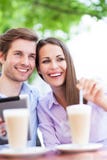 Paar bij koffie stock foto Paar bij koffie stock foto