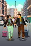 Paar die samen reizen stock illustratie Paar die samen reizen stock illustratie