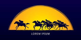 Paardenrennen, Paard met jockey stock illustratie Paardenrennen, Paard met jockey stock illustratie