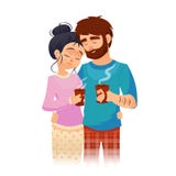 Paare in trinkendem Morgenkaffee der Liebe Getränke Kaffee oder Tee des jungen Mannes und der Frau Romantische Illustration des V vektor abbildung Paare in trinkendem Morgenkaffee der Liebe Getränke Kaffee oder Tee des jungen Mannes und der Frau Romantische Illustration des V vektor abbildung