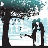 Paare unter dem Baum in der Stadt lizenzfreie abbildung Paare unter dem Baum in der Stadt lizenzfreie abbildung
