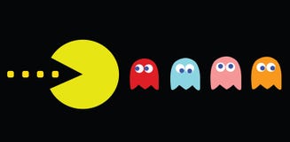 Pac-Man game theme, retro game characters stock illustration Pac-Man game theme, retro game characters stock illustration