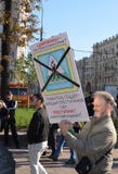 Pace marzo, il 21 settembre a Mosca, contro la guerra in Ucraina immagine stock Pace marzo, il 21 settembre a Mosca, contro la guerra in Ucraina immagine stock