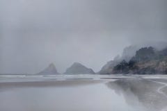 Pacific Coast early in the morning in fog, Oregon stock photos Pacific Coast early in the morning in fog, Oregon stock photos