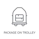 Package On Trolley linear icon. Modern outline Package On Trolle royalty free illustration Package On Trolley linear icon. Modern outline Package On Trolle royalty free illustration