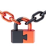Padlock le puzzle de serrure fermé avec le concept à chaînes de sécurité illustration stock Padlock le puzzle de serrure fermé avec le concept à chaînes de sécurité illustration stock