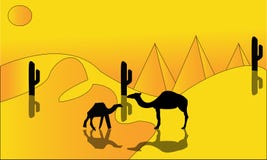 Paesaggio di animazione: deserto, caravan dei cammelli Illustrazione di vettore - Un'illustrazione calda del paesaggio del desert royalty illustrazione gratis Paesaggio di animazione: deserto, caravan dei cammelli Illustrazione di vettore - Un'illustrazione calda del paesaggio del desert royalty illustrazione gratis
