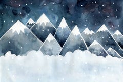 Paesaggio di notte di inverno Alte montagne, fiocchi di neve e derive royalty illustrazione gratis Paesaggio di notte di inverno Alte montagne, fiocchi di neve e derive royalty illustrazione gratis
