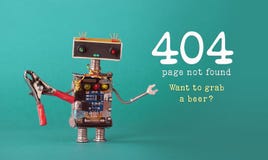 Page non trouvée de page de l'erreur 404 Ouvrier d'entretien amical de robot avec les pinces rouges, ampoules bleues rouges princ photographie stock Page non trouvée de page de l'erreur 404 Ouvrier d'entretien amical de robot avec les pinces rouges, ampoules bleues rouges princ photographie stock