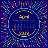 2019 Pagina di April Calendar in manifesto di stile di Memphis per progettazione di tipografia di concetto, colore piano Inizio d royalty illustrazione gratis 2019 Pagina di April Calendar in manifesto di stile di Memphis per progettazione di tipografia di concetto, colore piano Inizio d royalty illustrazione gratis