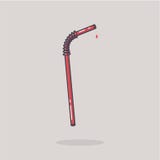 Paglia rossa per il cocktail, illustrazione piana di vettore illustrazione vettoriale Paglia rossa per il cocktail, illustrazione piana di vettore illustrazione vettoriale