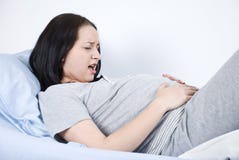 Painful pregnant woman belly