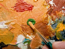 Paint Brush And Palette Stock Photography