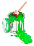 Paint can with dripping brush isolated on white Royalty Free Stock Photos Paint can with dripping brush isolated on white Royalty Free Stock Photos