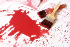 Paintbrushes and the red colour Stock Photography Paintbrushes and the red colour Stock Photography