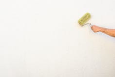 Painter new painting exterior wall with paint brush. Royalty Free Stock Photo Painter new painting exterior wall with paint brush. Royalty Free Stock Photo
