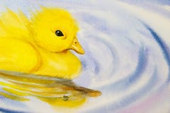 Painting art watercolor landscape original colorful of little yellow duck Royalty Free Stock Photography Painting art watercolor landscape original colorful of little yellow duck Royalty Free Stock Photography