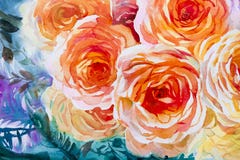 Painting flora art watercolor original illustration orange,red color of roses. vector illustration Painting flora art watercolor original illustration orange,red color of roses. vector illustration