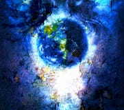 Painting planet Earth in outer space. with structure crackle background effect Stock Image Painting planet Earth in outer space. with structure crackle background effect Stock Image