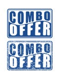 Pair of Combo offer blue square rubber stamps in grunge and soli Royalty Free Stock Photo Pair of Combo offer blue square rubber stamps in grunge and soli Royalty Free Stock Photo