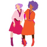 Pair of girls dressed in modern autumn colors 2018 royalty free illustration Pair of girls dressed in modern autumn colors 2018 royalty free illustration