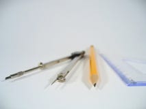 Pair Of Compasses, Pencil And Ruler Royalty Free Stock Photography