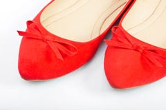 Pair of red female shoes, closeup royalty free stock photography Pair of red female shoes, closeup royalty free stock photography