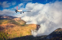 Paisaje con el aeroplano blanco del pasajero imágenes de archivo libres de regalías Paisaje con el aeroplano blanco del pasajero imágenes de archivo libres de regalías