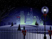 Paisaje de la ciudad de la Navidad libre illustration Paisaje de la ciudad de la Navidad libre illustration