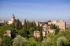 Paisaje del palacio excepcional de Alhambra fotos de archivo Paisaje del palacio excepcional de Alhambra fotos de archivo
