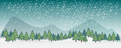 Paisaje del vector del invierno con las siluetas de árboles y de montañas Ilustrador del vector ilustración del vector Paisaje del vector del invierno con las siluetas de árboles y de montañas Ilustrador del vector ilustración del vector