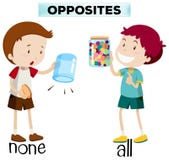 Palabras opuestas para ningunos y todos stock de ilustración Palabras opuestas para ningunos y todos stock de ilustración